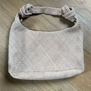 Mint Velvet Beige/Taupe Woven Suede Leather Knot Detail Bag